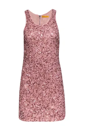 Alice & Olivia - Pink Sequin Sleeveless Sheath Dress Sz S