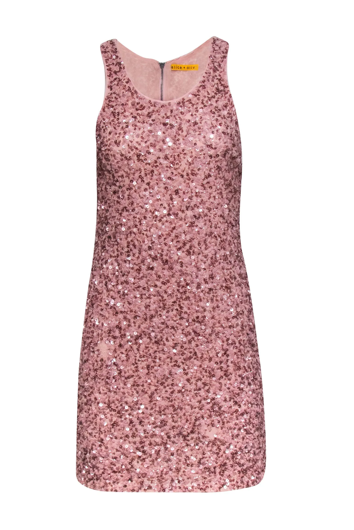 Alice & Olivia - Pink Sequin Sleeveless Sheath Dress Sz S