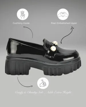 Black Slip-on Pearl Embellished Loafer