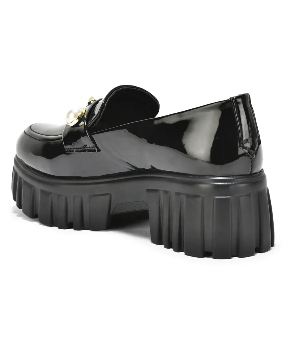Black Slip-on Pearl Embellished Loafer