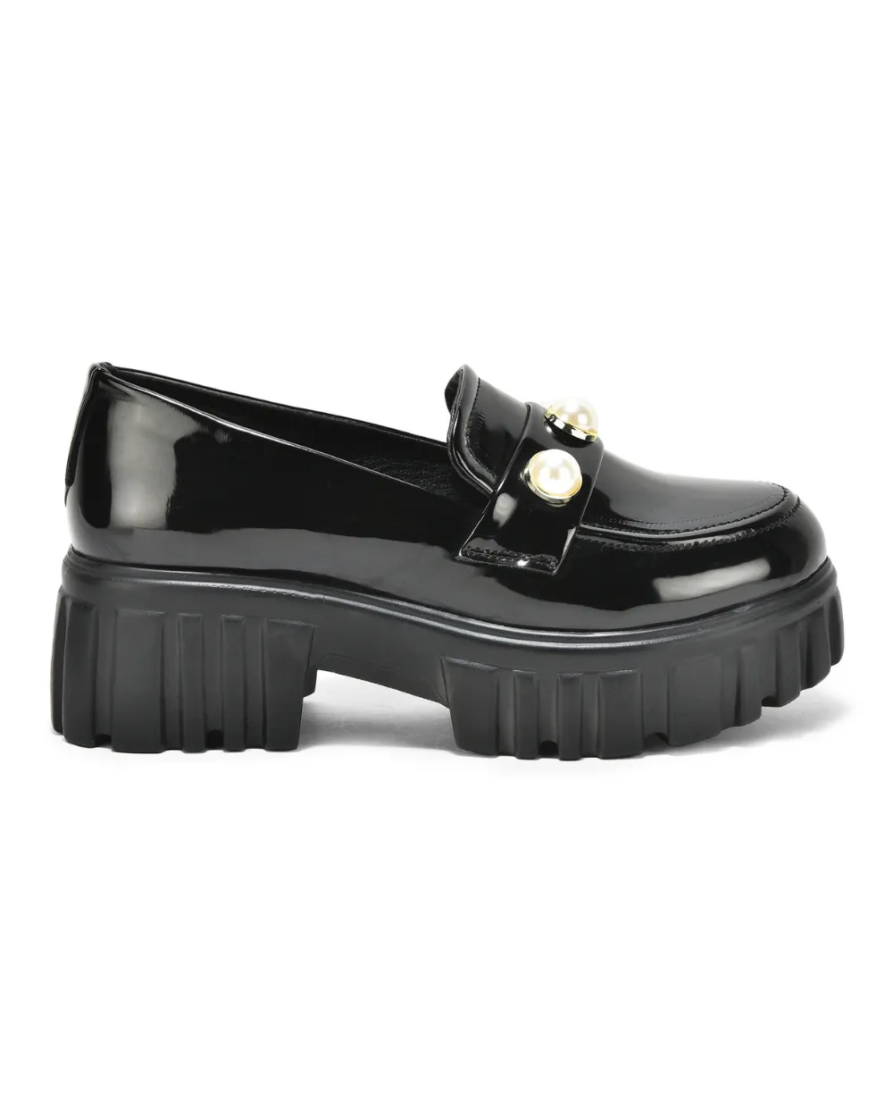 Black Slip-on Pearl Embellished Loafer