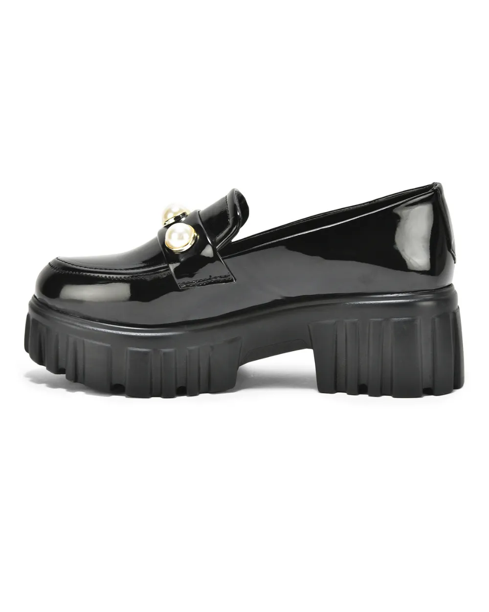 Black Slip-on Pearl Embellished Loafer