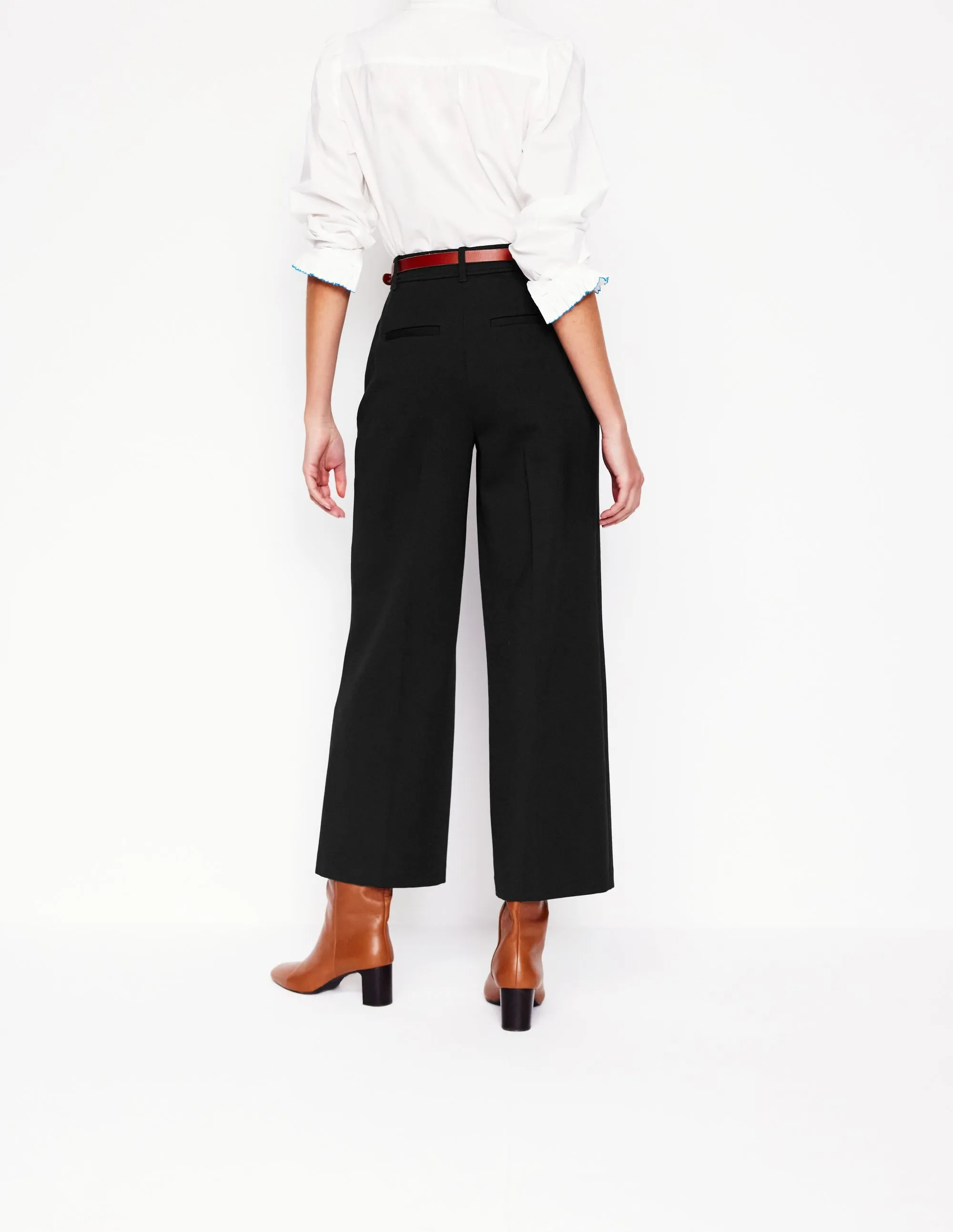Cropped Ponte Trousers-Black