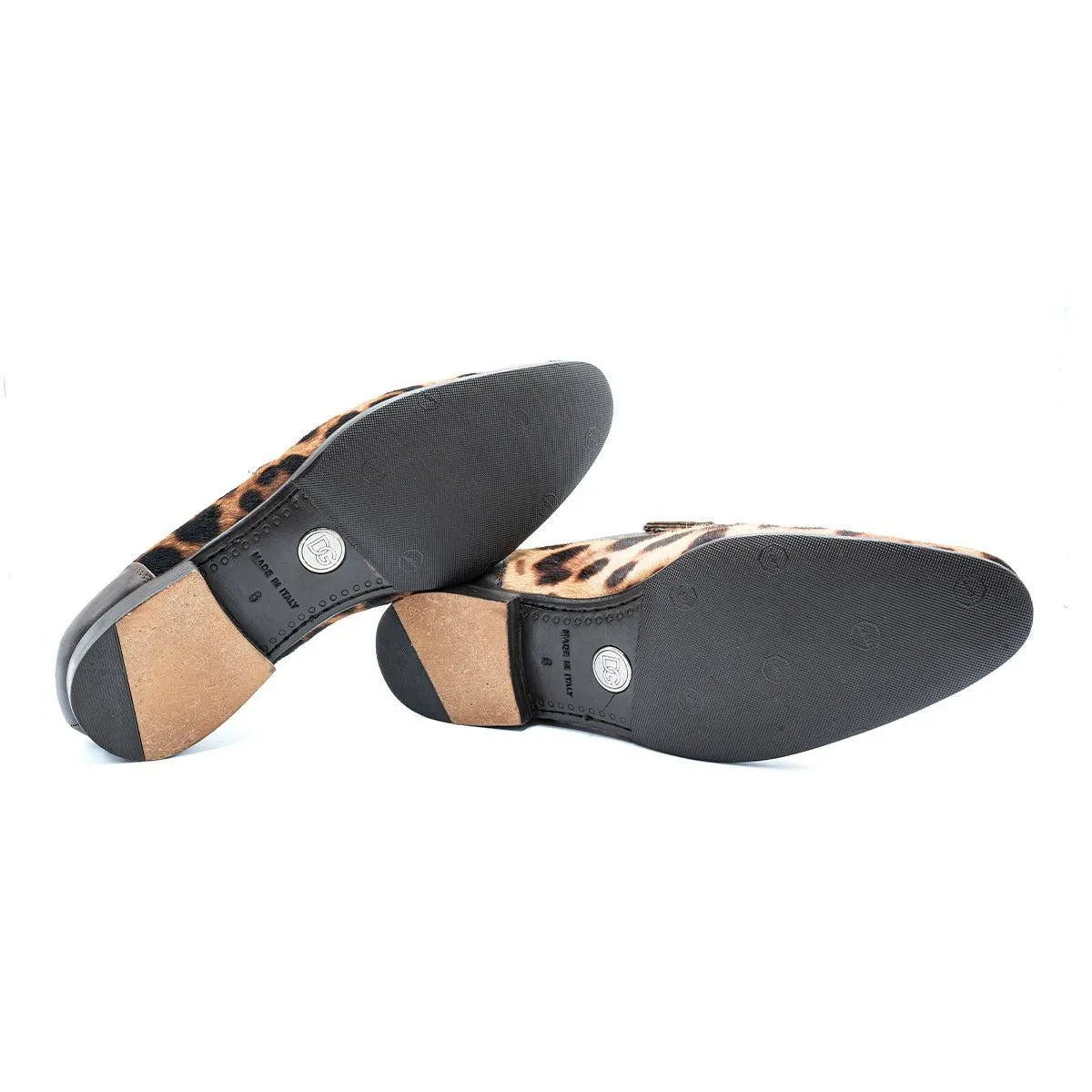 Dolce & Gabbana Leopard Calf Hair Loafers Leather Brown Colour For Men
