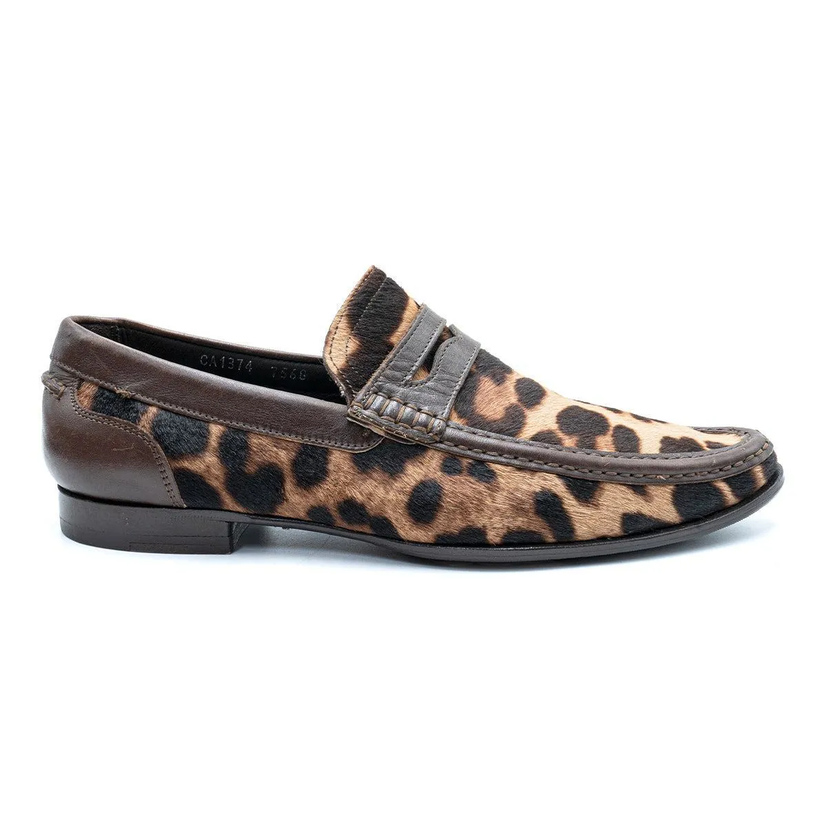 Dolce & Gabbana Leopard Calf Hair Loafers Leather Brown Colour For Men