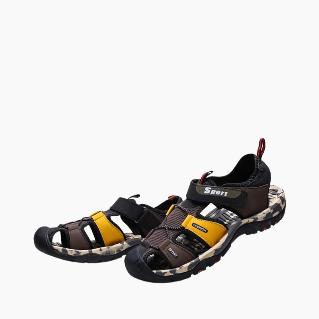 Hook & Loop, Breathable : Flat Sandals for Men