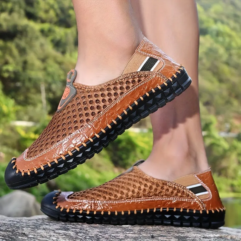 Men's Mesh Breathable Lightweight Rubber Sole Stitching Non Slip Sandals