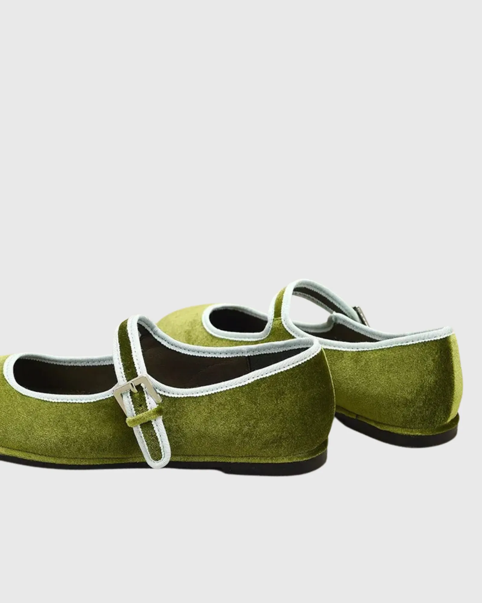 Saba Velvet Flats In Green