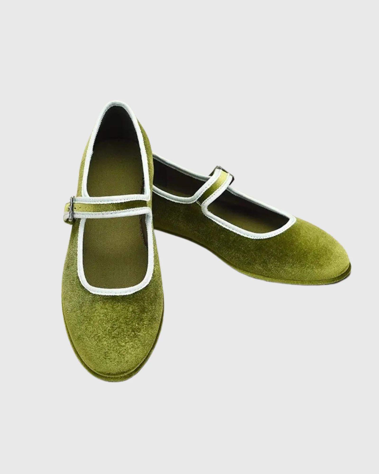 Saba Velvet Flats In Green