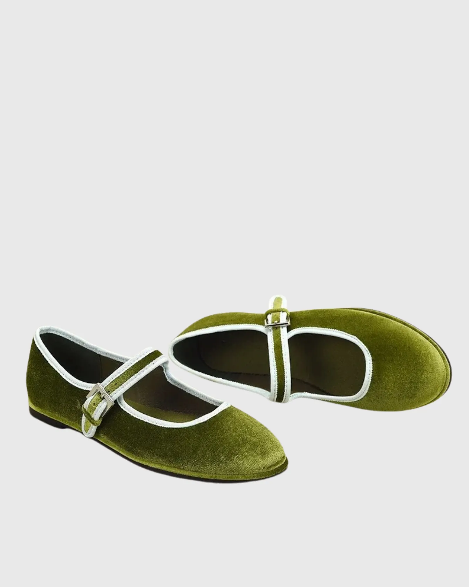 Saba Velvet Flats In Green