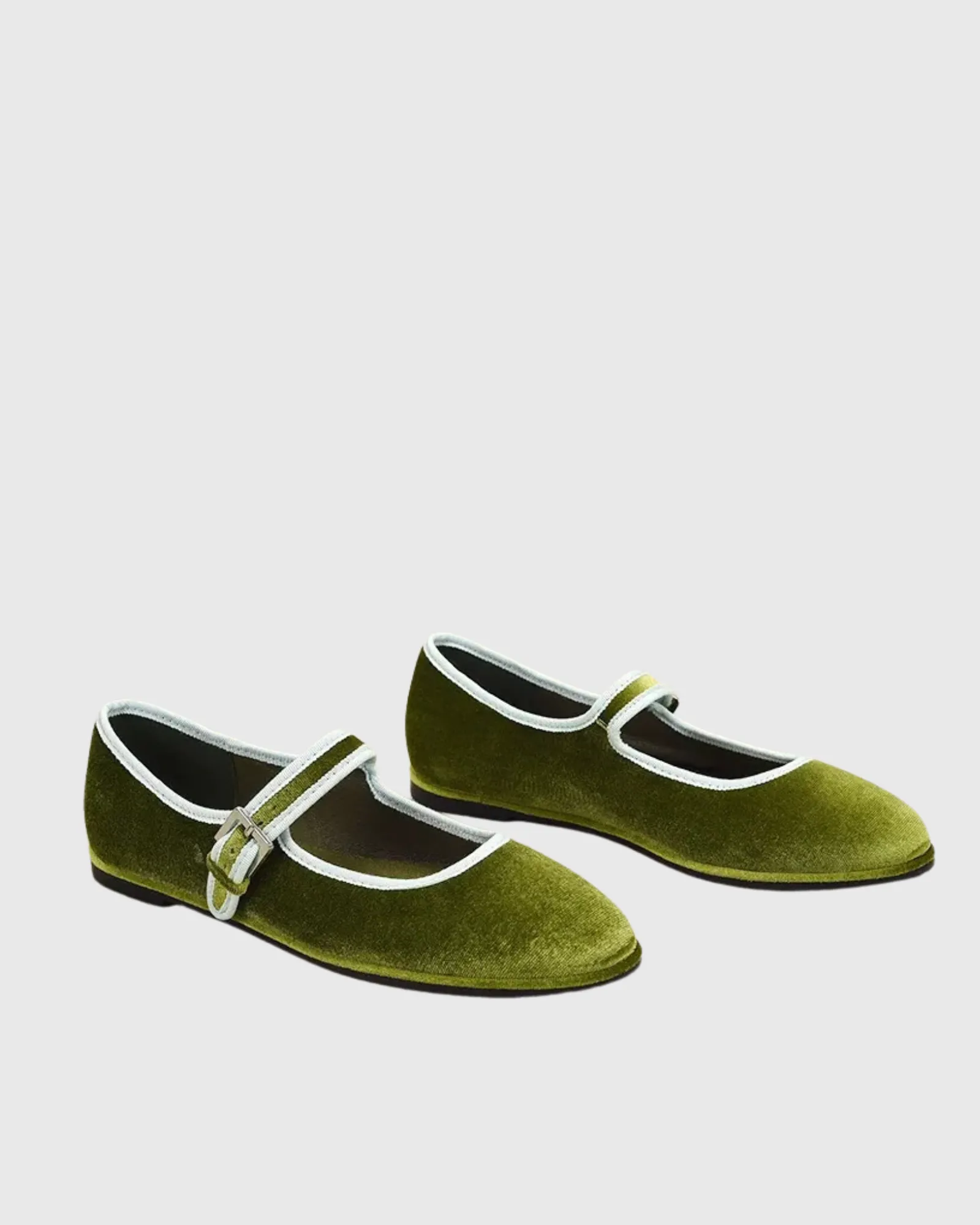 Saba Velvet Flats In Green