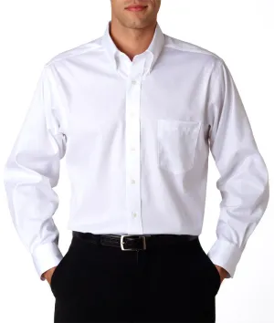 van heusen men's long-sleeve non-iron pinpoint oxford - white (s)