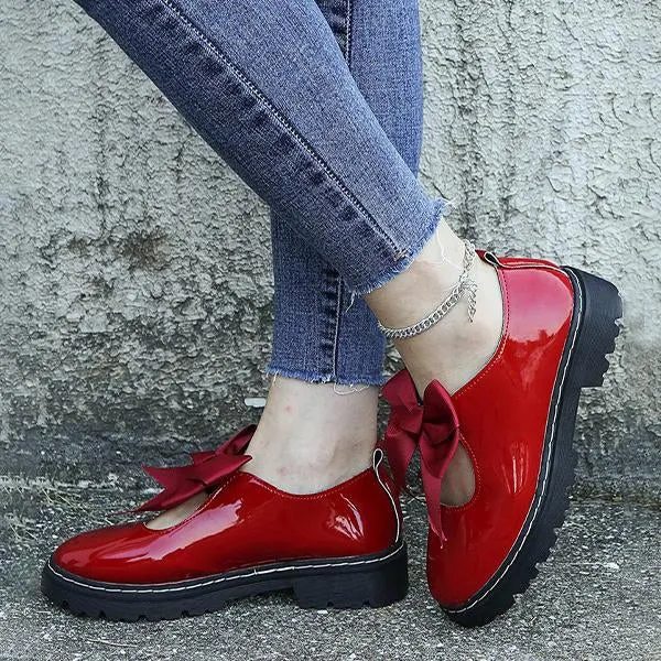 Women's Stylish Round Toe Slip-On Casual Bow Flats 35697759S
