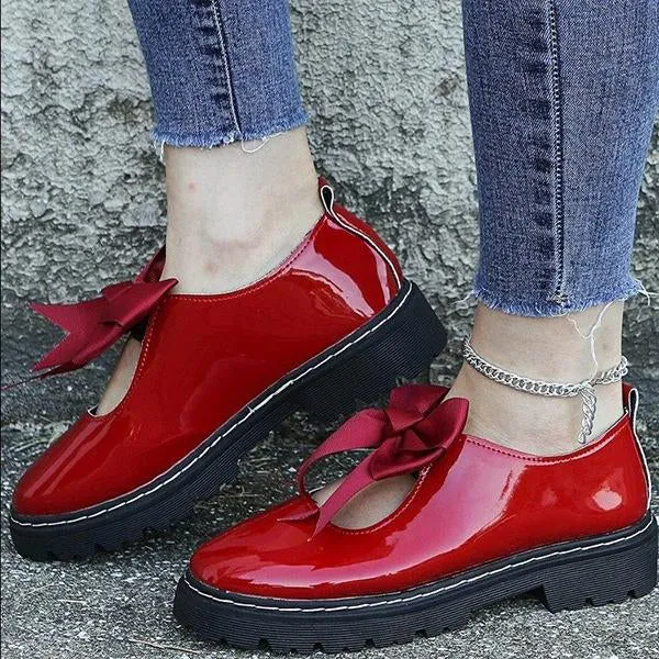 Women's Stylish Round Toe Slip-On Casual Bow Flats 35697759S