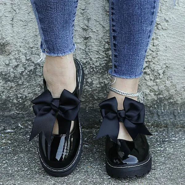 Women's Stylish Round Toe Slip-On Casual Bow Flats 35697759S