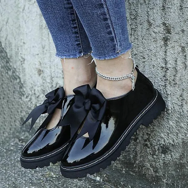 Women's Stylish Round Toe Slip-On Casual Bow Flats 35697759S