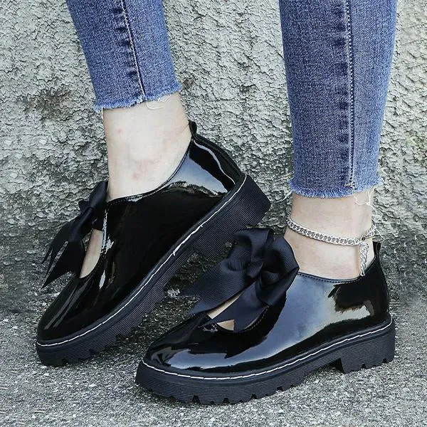 Women's Stylish Round Toe Slip-On Casual Bow Flats 35697759S