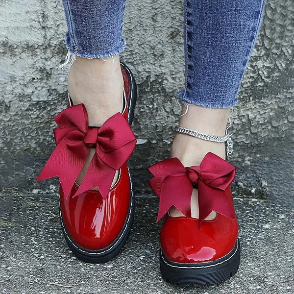 Women's Stylish Round Toe Slip-On Casual Bow Flats 35697759S