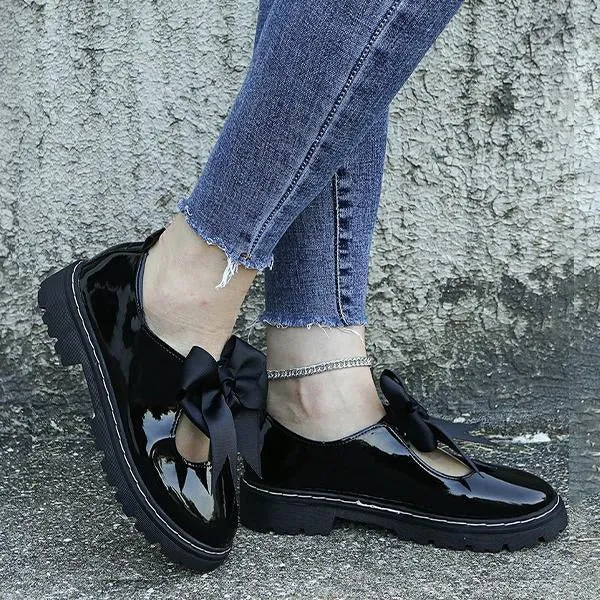 Women's Stylish Round Toe Slip-On Casual Bow Flats 35697759S