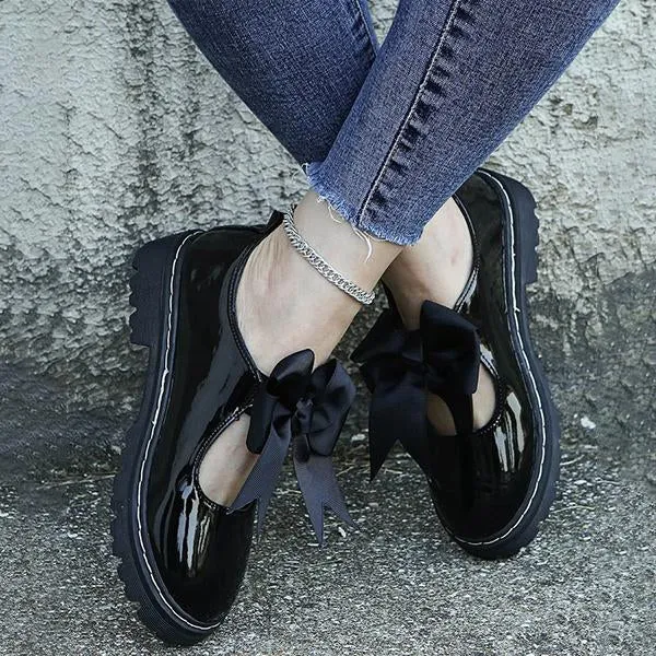 Women's Stylish Round Toe Slip-On Casual Bow Flats 35697759S
